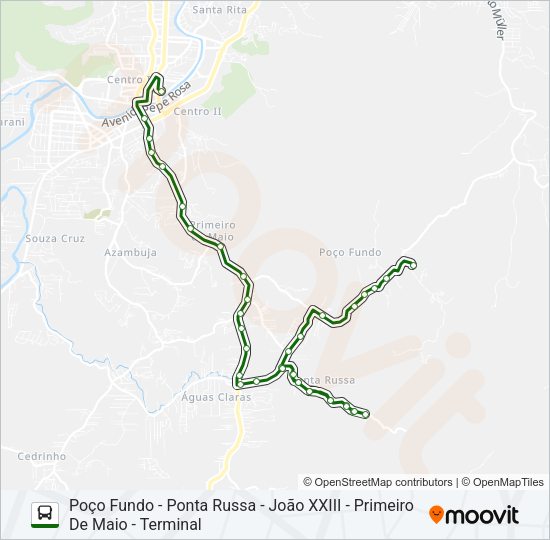 POÇO FUNDO E PONTA RUSSA Bus Line Map