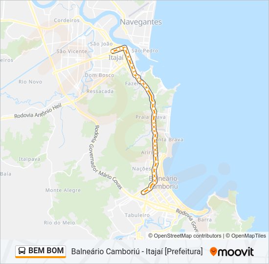 Mapa da linha BEM BOM de ônibus