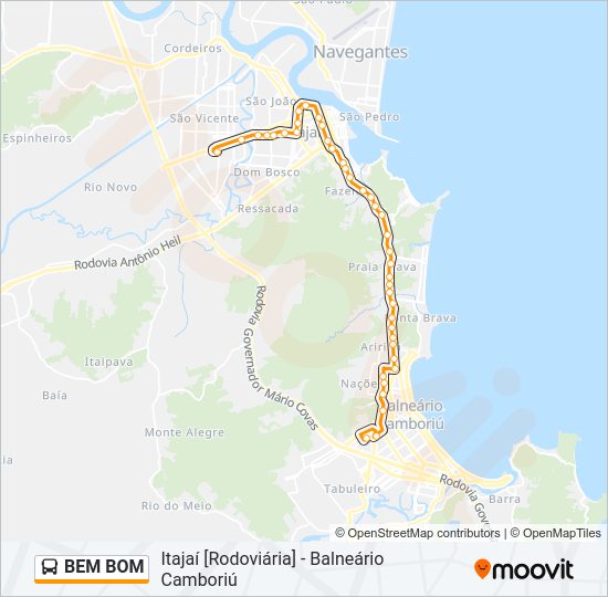 Mapa da linha BEM BOM de ônibus