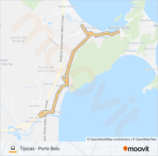 Mapa da linha PORTO BELO / TIJUCAS de ônibus