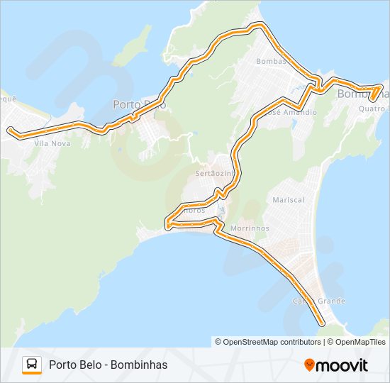 Mapa da linha PORTO BELO / BOMBINHAS de ônibus