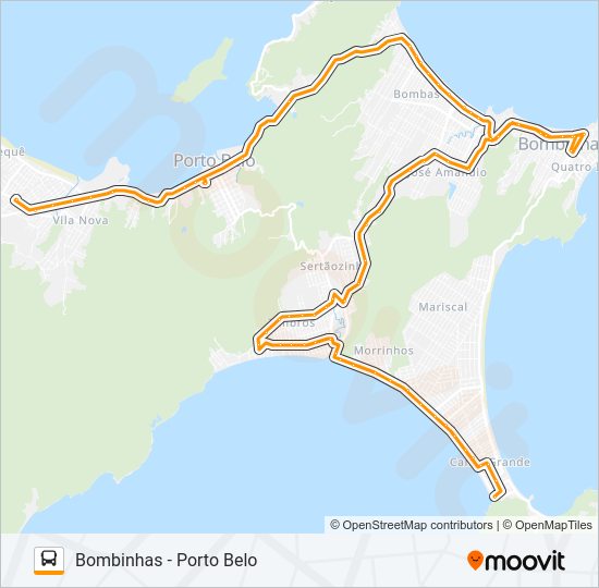 Mapa da linha PORTO BELO / BOMBINHAS de ônibus