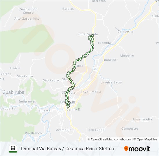 Mapa da linha BATEAS de ônibus