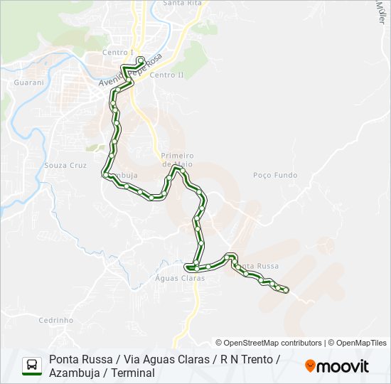 Mapa da linha PONTA RUSSA de ônibus