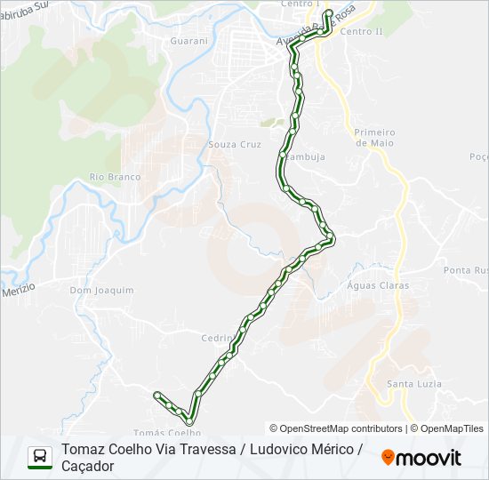 Mapa da linha TOMAZ COELHO de ônibus