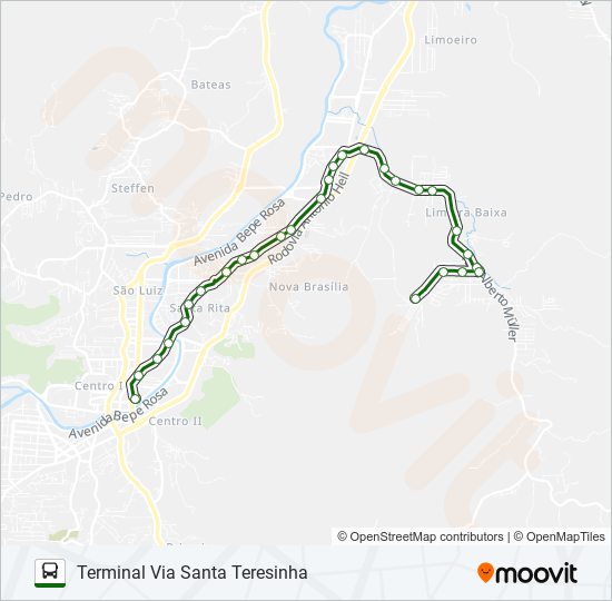 Mapa da linha LIMEIRA BAIXA de ônibus
