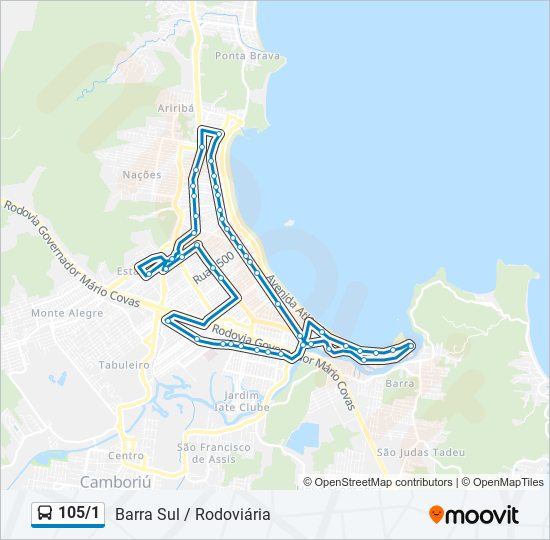 Mapa da linha 105/1 de ônibus