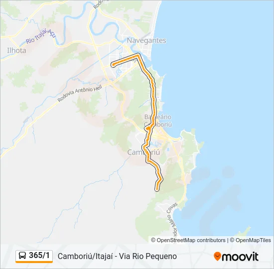 365/1 Bus Line Map