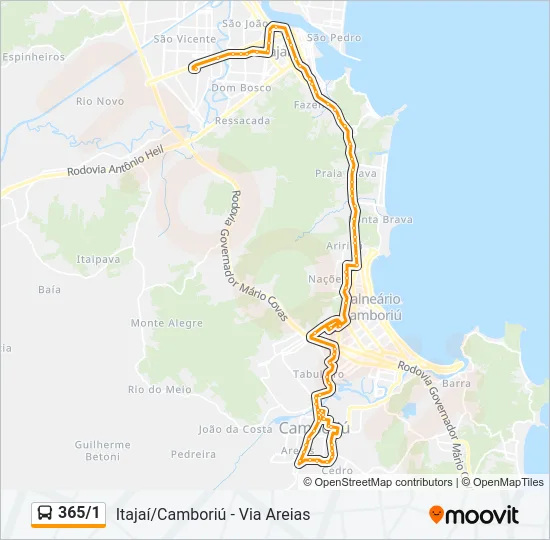 365/1 Bus Line Map