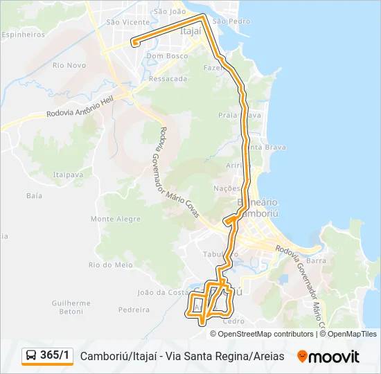 365/1 Bus Line Map