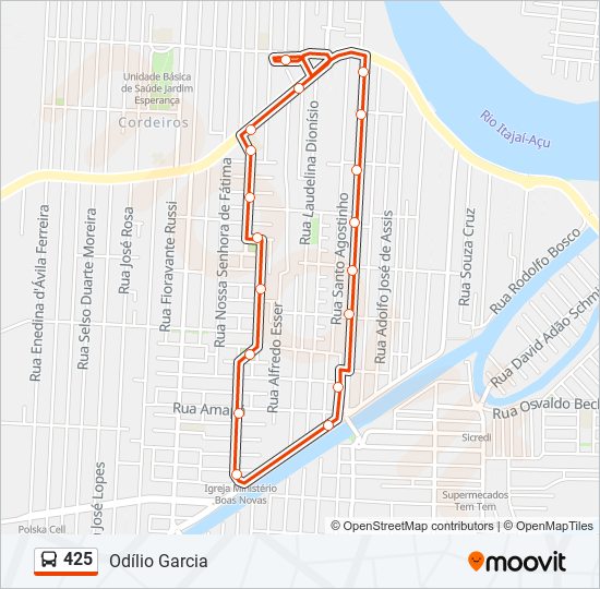 Mapa da linha 425 de ônibus