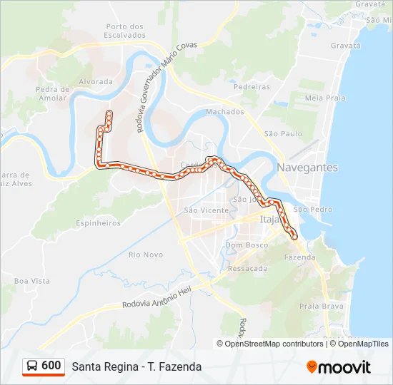 600 Bus Line Map