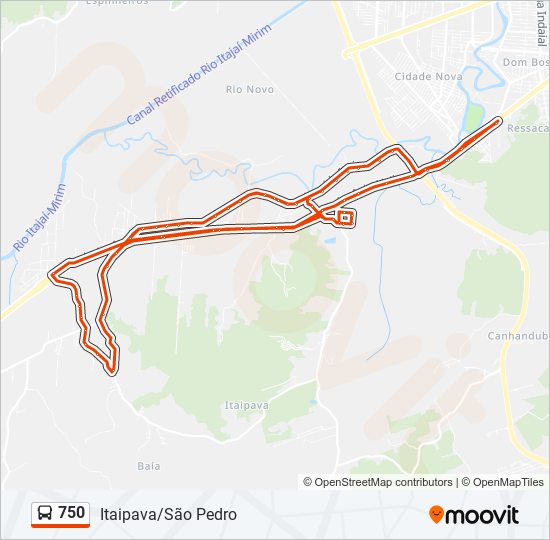 Mapa da linha 750 de ônibus