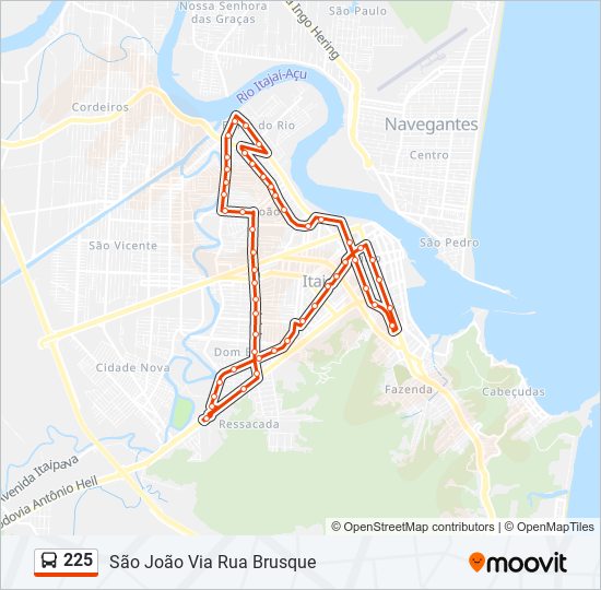 Mapa da linha 225 de ônibus