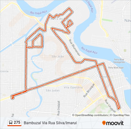 Mapa da linha 275 de ônibus