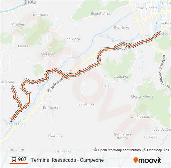 907 Bus Line Map