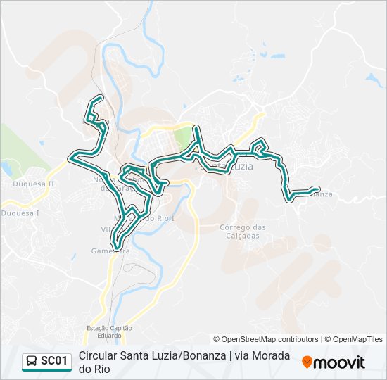 Mapa da linha SC01 de ônibus