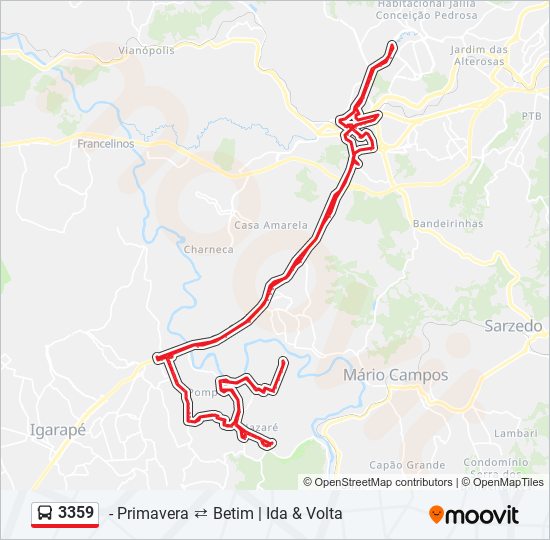 Mapa de 3359 de autobús