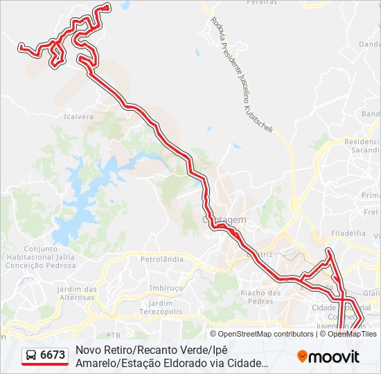 Mapa da linha 6673 de ônibus