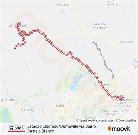 Mapa da linha 6985 de ônibus