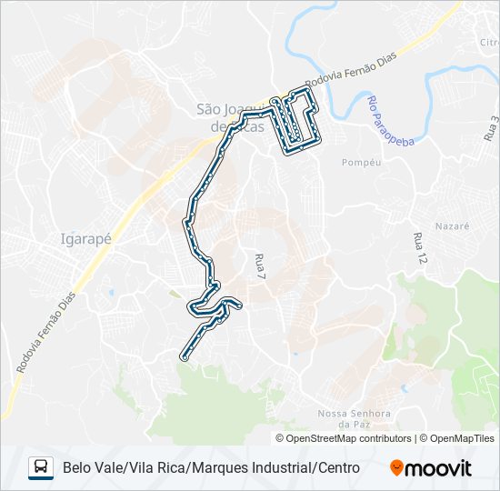 Mapa da linha  AZUL | EXPRESSINHO 0800 de ônibus