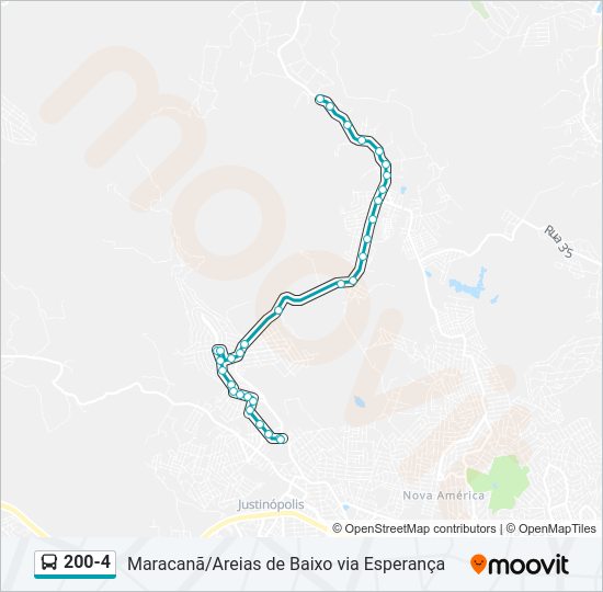 Mapa da linha 200-4 de ônibus