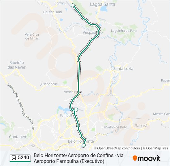 Mapa da linha 5240 de ônibus