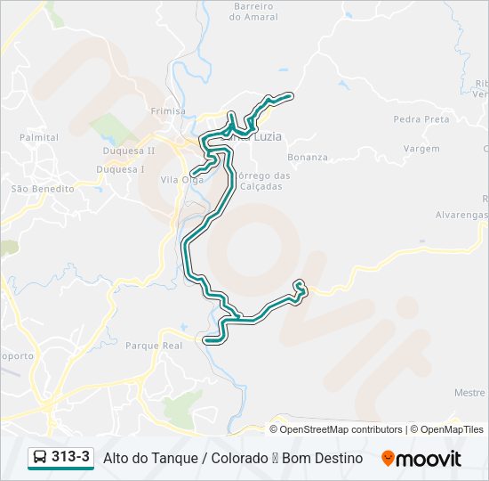 Mapa da linha 313-3 de ônibus