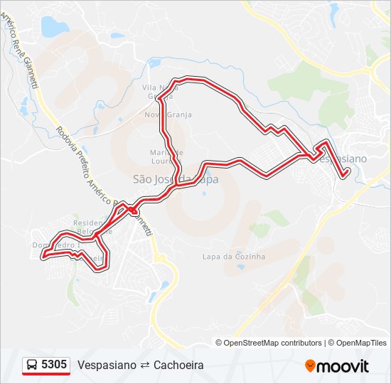 Mapa de 5305 de autobús