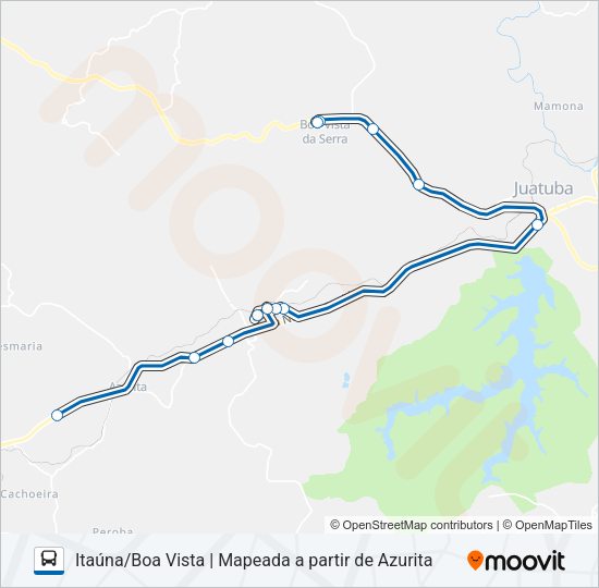 Mapa da linha ITAUNA 3805-1 de ônibus