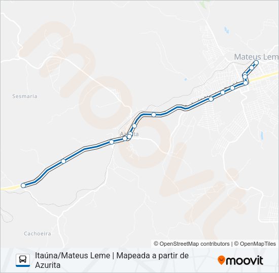 Mapa da linha ITAUNA 3805 de ônibus