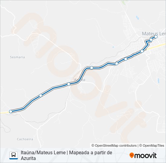 Mapa da linha ITAUNA 3805 de ônibus