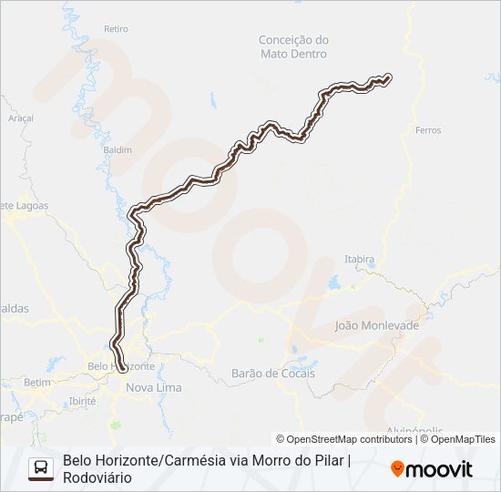 Mapa da linha SARITUR 1155 de ônibus