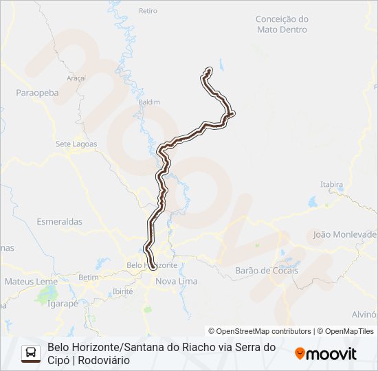 Mapa da linha SARITUR 1097.A de ônibus