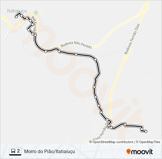 Mapa da linha 2 de ônibus