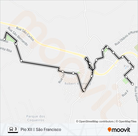 Mapa da linha 3 de ônibus