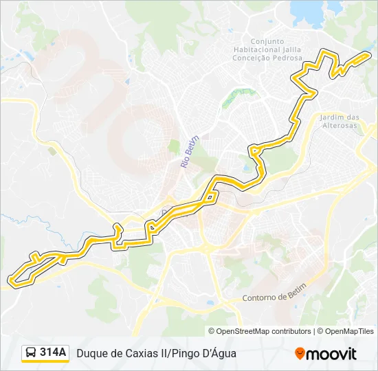 314A Bus Line Map
