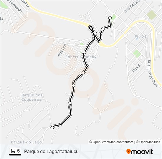 Mapa da linha 5 de ônibus