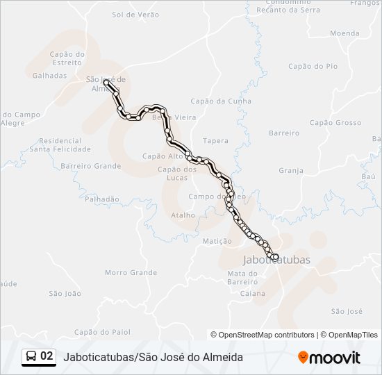 Mapa da linha 02 de ônibus
