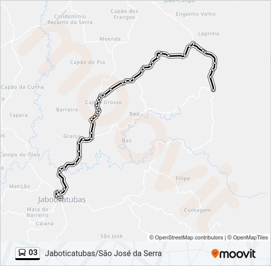 Mapa da linha 03 de ônibus