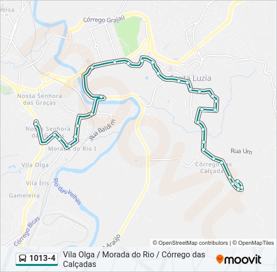 Mapa da linha 1013-4 de ônibus