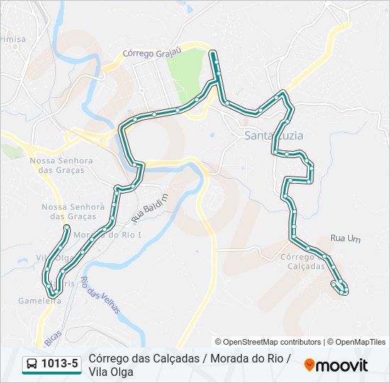 Mapa da linha 1013-5 de ônibus