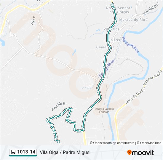 Mapa da linha 1013-14 de ônibus