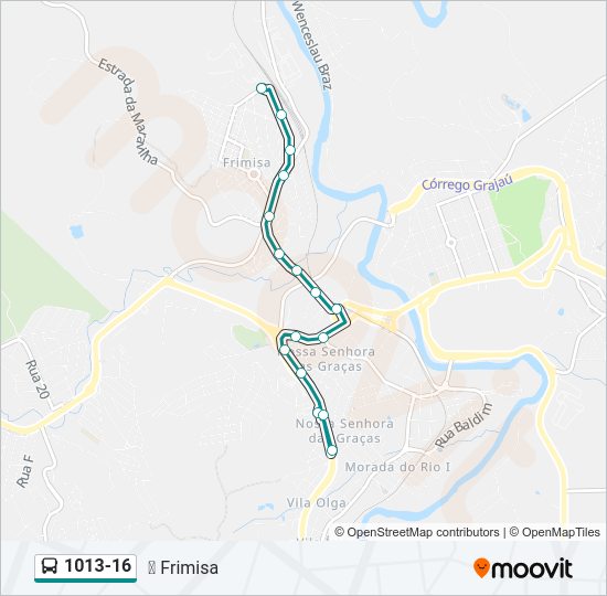 Mapa da linha 1013-16 de ônibus