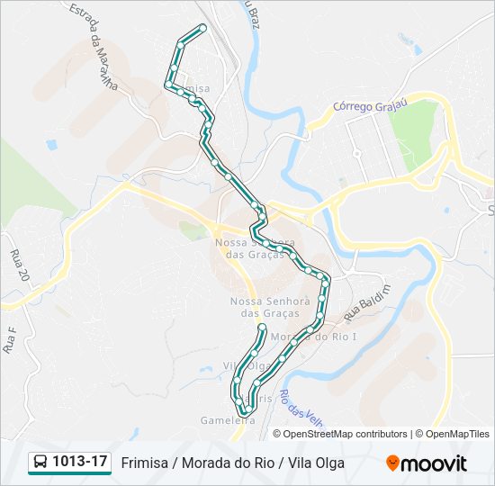 Mapa da linha 1013-17 de ônibus
