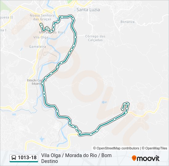 Mapa da linha 1013-18 de ônibus