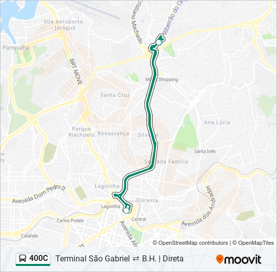 Mapa da linha 400C de ônibus