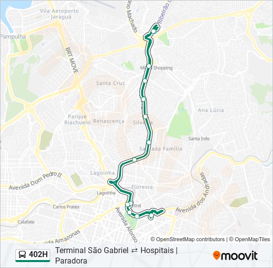 Mapa de 402H de autobús