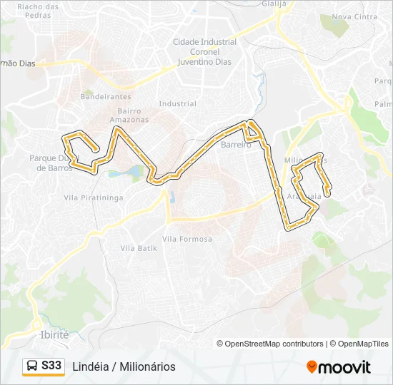 S33 Ônibus Line Map