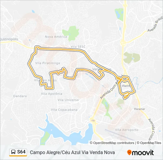 S64 Bus Line Map